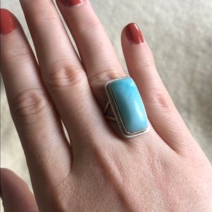 Baby blue lairmer statement ring, sterling